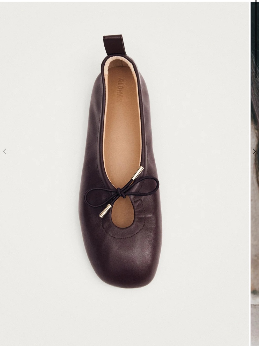ALOHAS Chocolate Brown Leather Ballet Flat with Bow